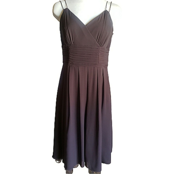 Vintage ANN TAYLOR Brown Dress 8 Womens Silk Cocktail Gala Ball Spaghetti Strap - Picture 1 of 13